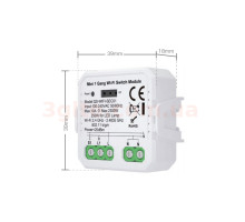 Умный выключатель (реле) 1-канальный Tuya Wi-Fi QS-WIFI-SEC01